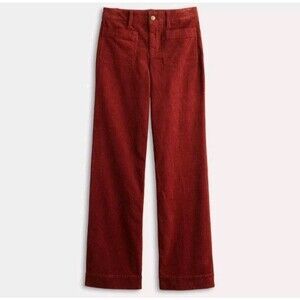 Draper James Womens 6 Corduroy Pants Burgundy Red Boho Pocket Wide Leg Boot Cut